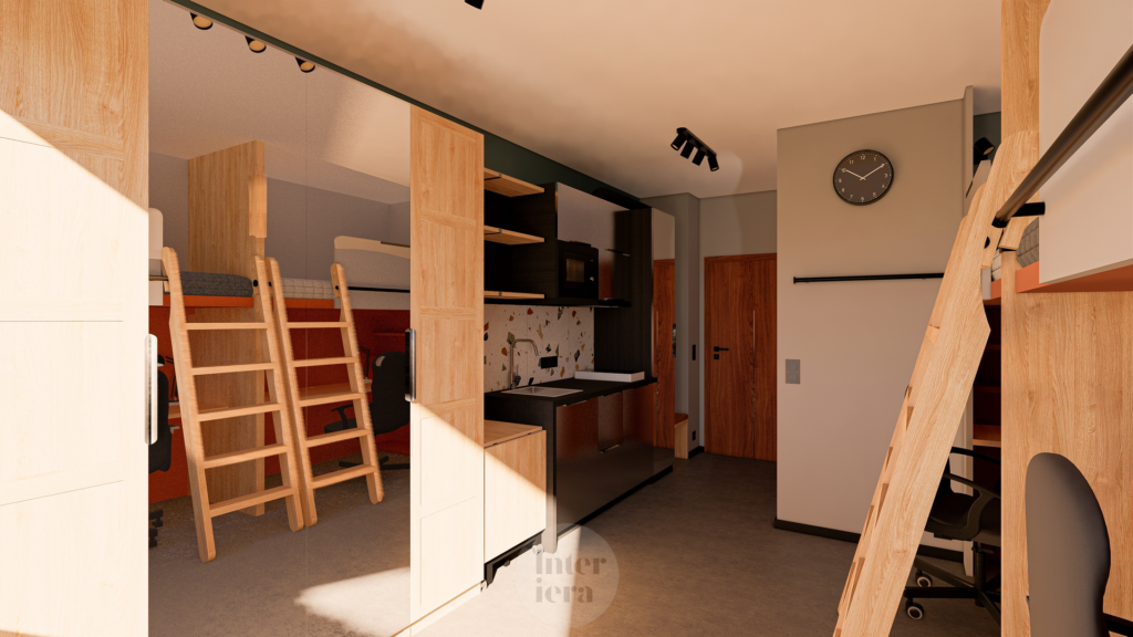 Psychologia koloru w mikroapartamencie studenckim - projekt Interiera