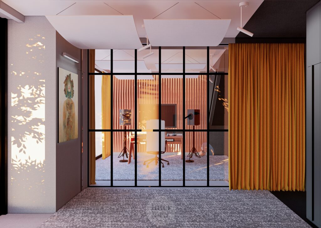 Studio dźwiękowe w projekcie domu z pracownią - Interiera
